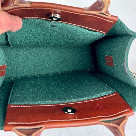 SALE! Lovi Petite Tote in Forest Green Wool Felt Leather Trim - Like New - Picture 9 of 13